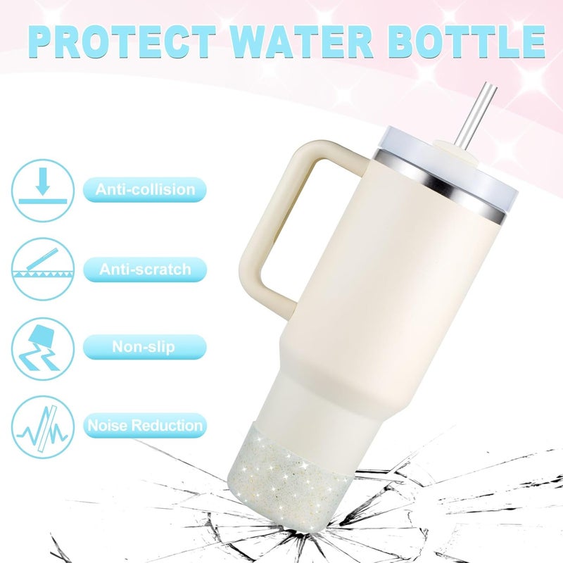 Onlymory Silicone Boot for 30 40 OZ Stanley Cup Accessories, Glitter Boots for Stanley 20OZ 30OZ Tumbler Ice-Flow 16OZ Bottle, Anti-Slip Bling Protector Bottom Cover Sleeve - Image 3